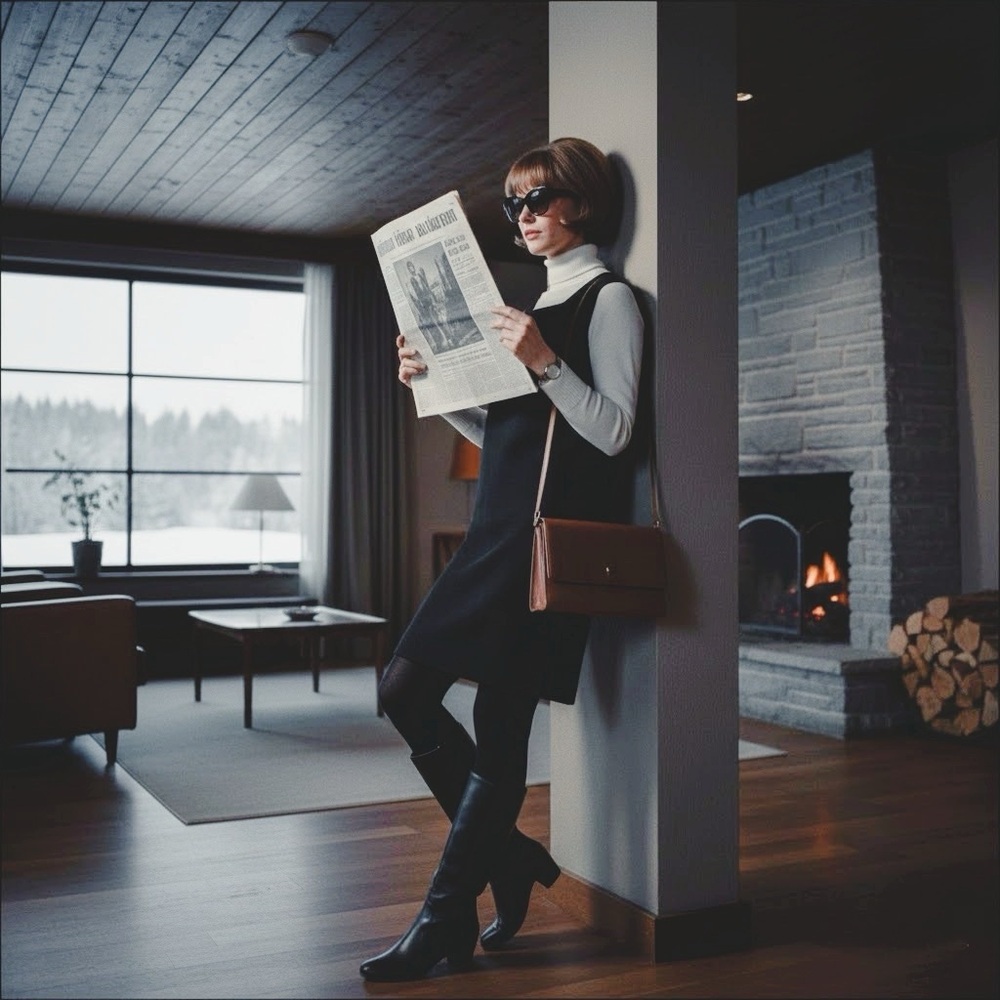 Women’s Vintage Black Velvet Dress 70s